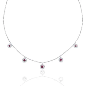 0.21Ct Ruby 18"necklacein 14K White Gold