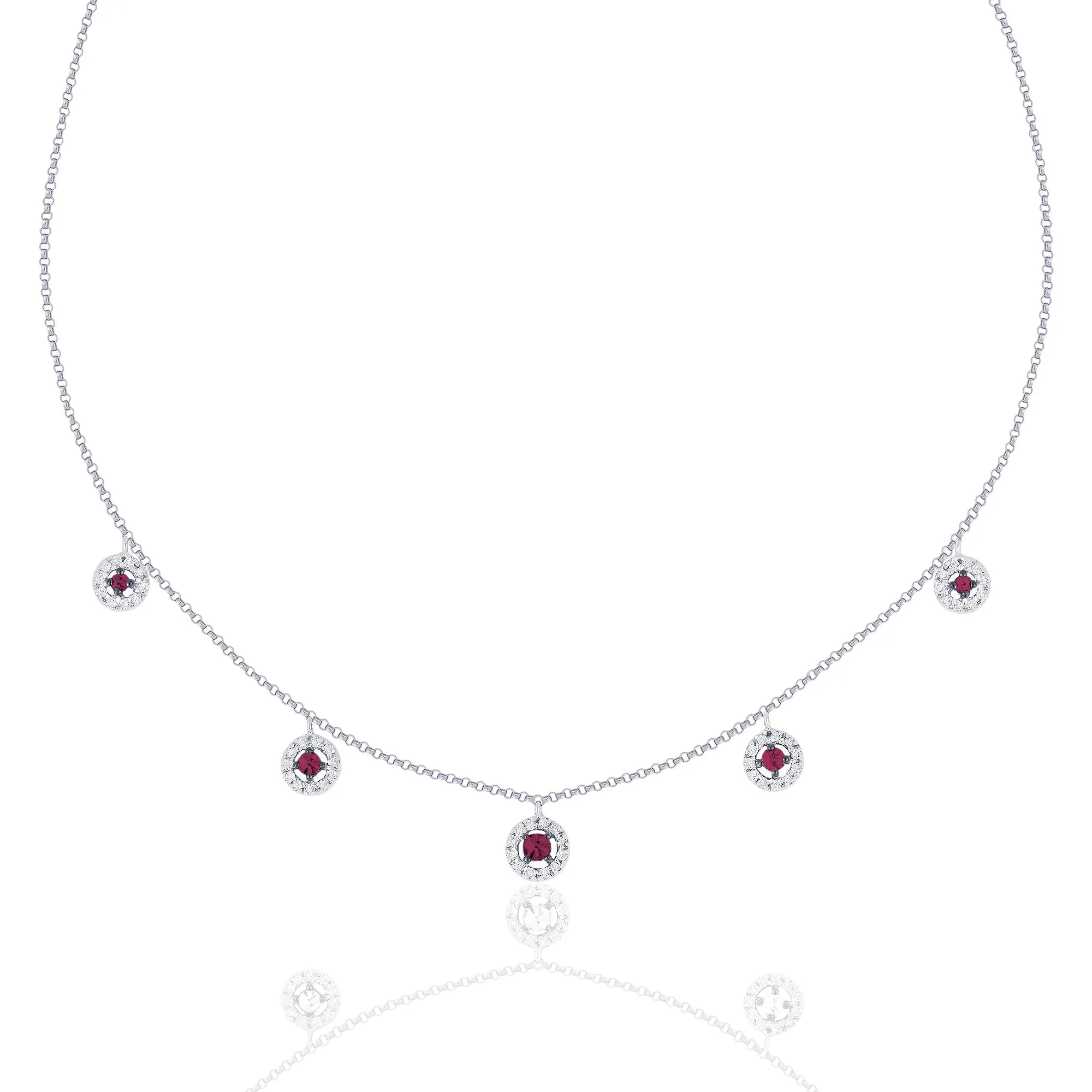 0.21Ct Ruby 18"necklacein 14K White Gold