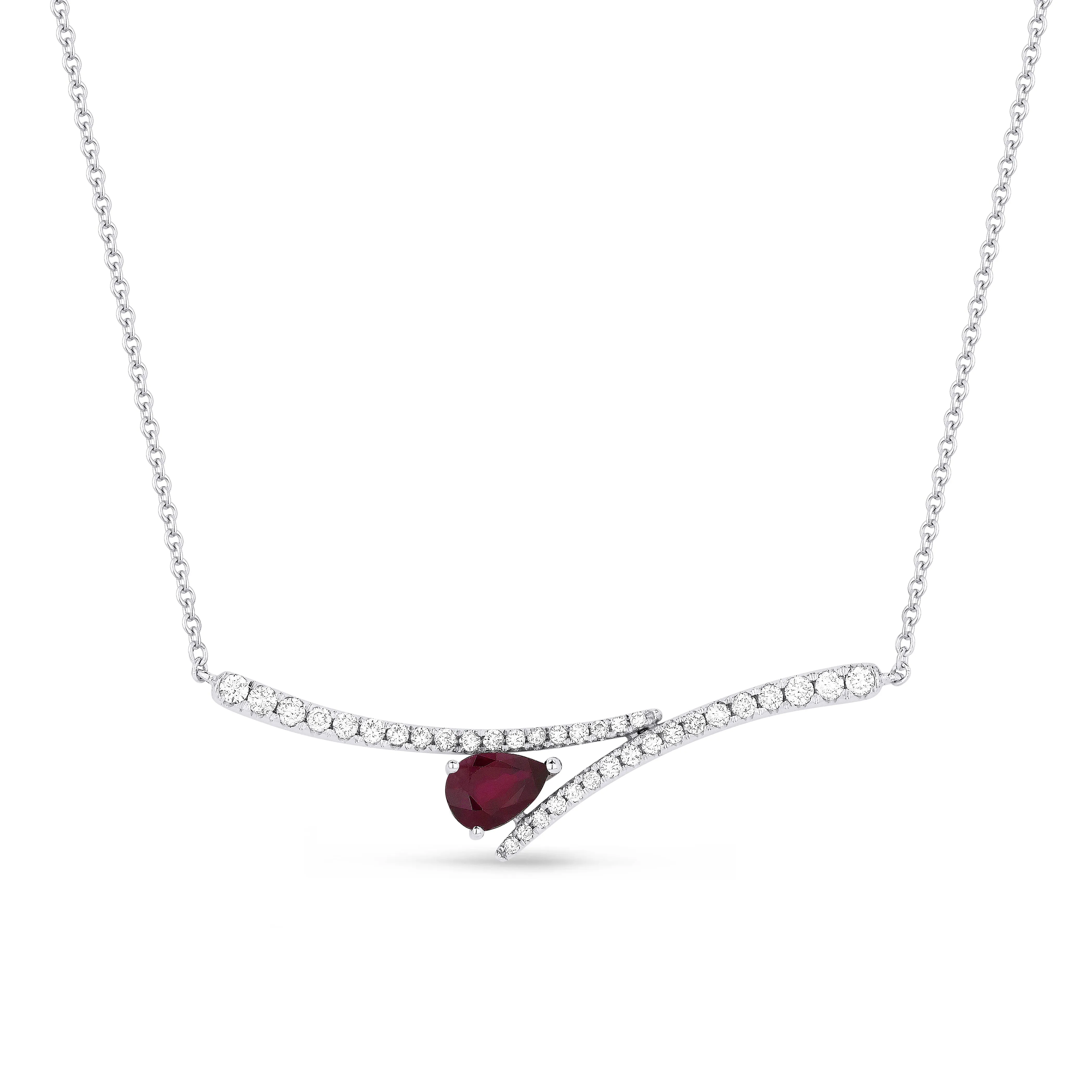 0.32Ct Ruby Necklace In 14K White Gold