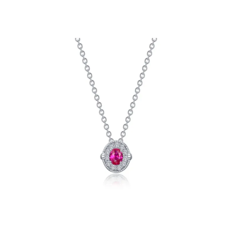 0.51 CTW Ruby Halo Necklace