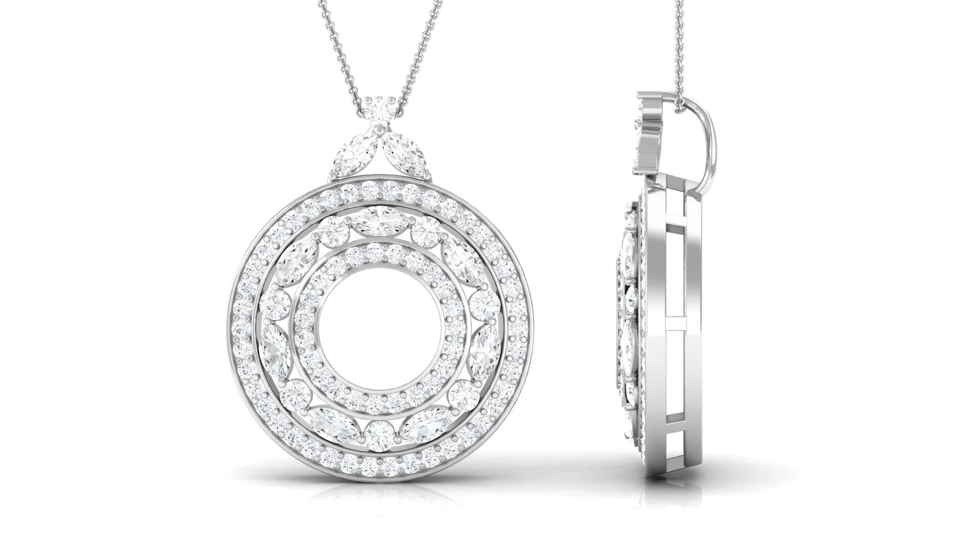 0.75 CT Certified Cubic Zirconia Vintage Circle Pendant Necklace