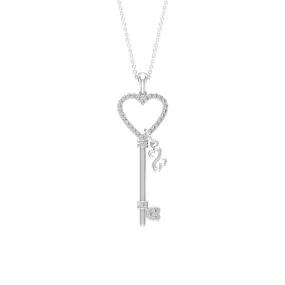 0.75 CT Zircon Heart Key Pendant