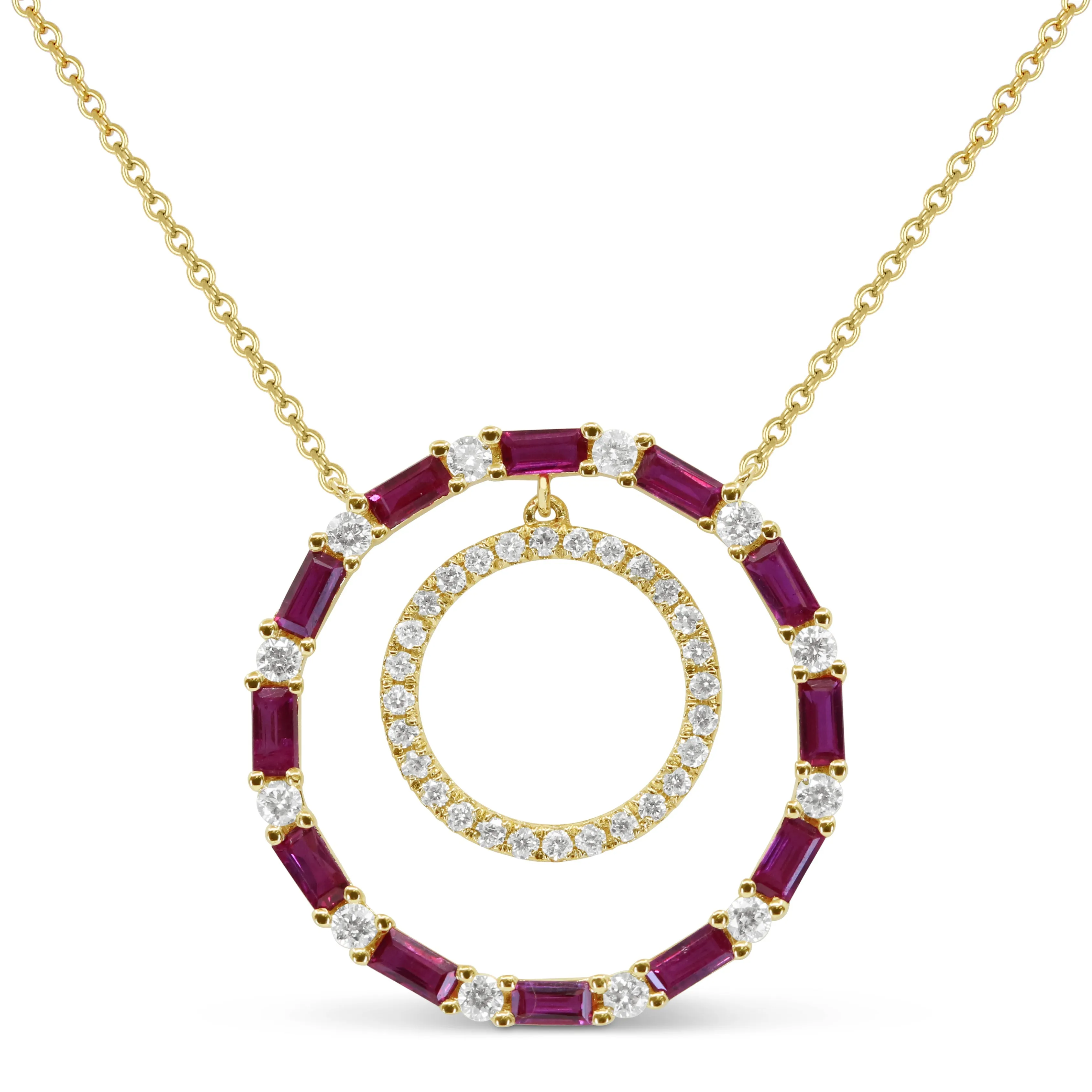 0.77Ct Ruby Necklace In 14K Yellow Gold