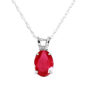 1 Carat 14K Solid White Gold Necklace Natural Ruby