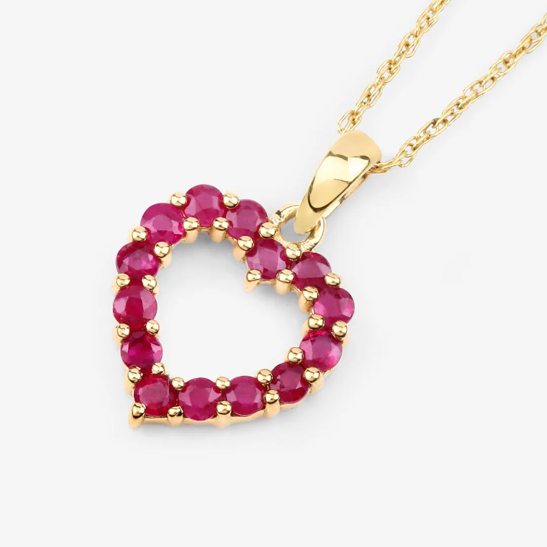 10K Yellow Gold Ruby Heart Necklace