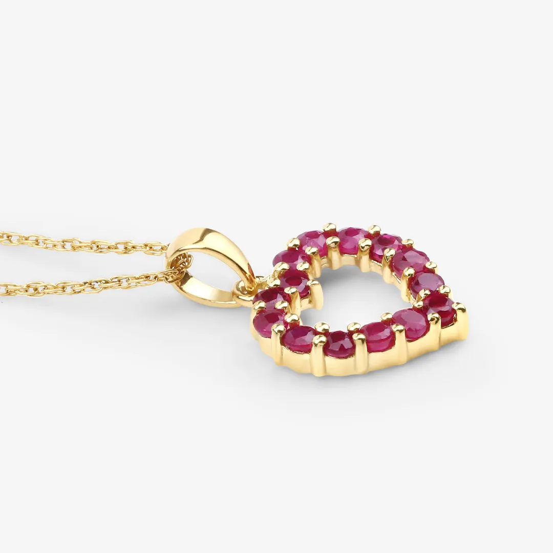 10K Yellow Gold Ruby Heart Necklace