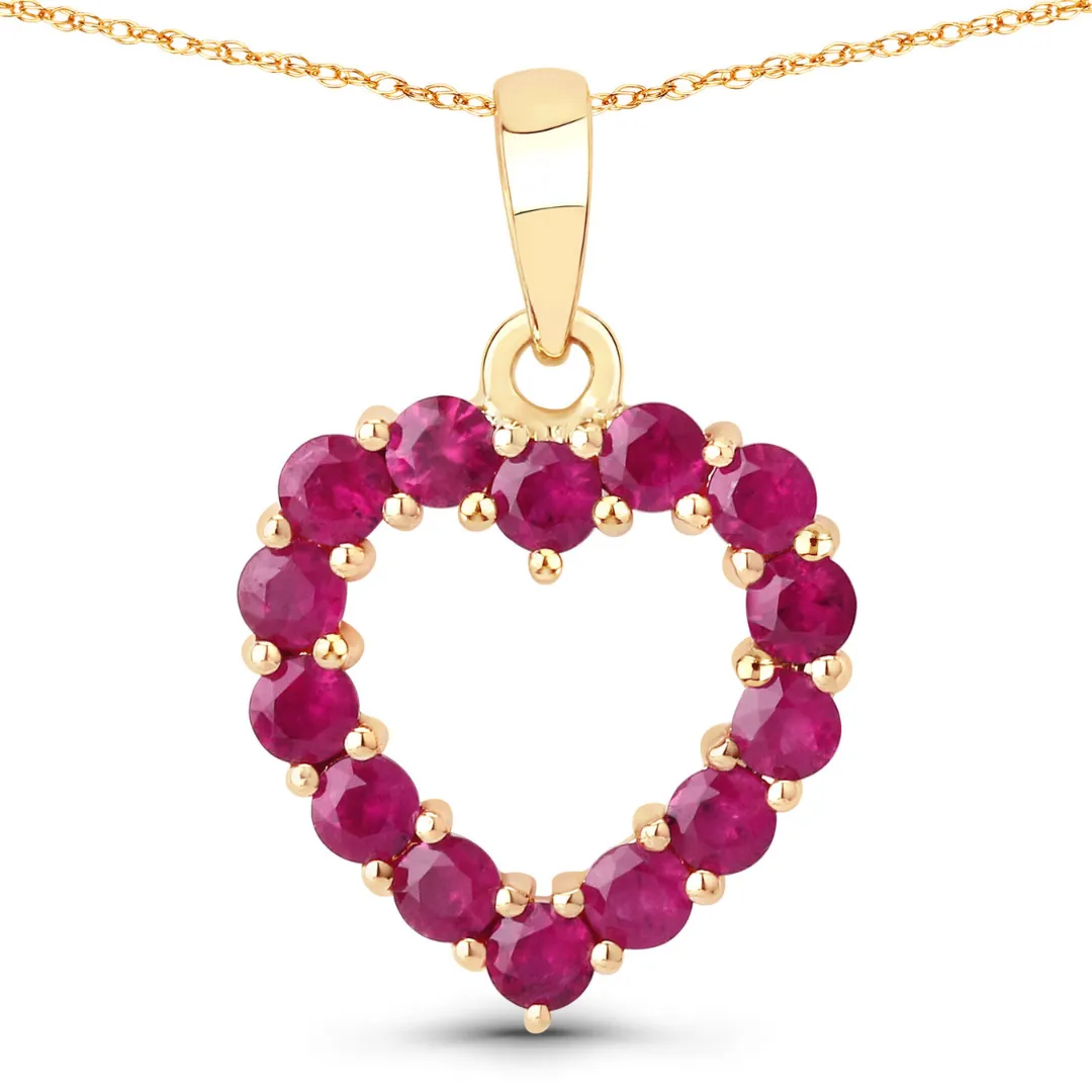 10K Yellow Gold Ruby Heart Necklace