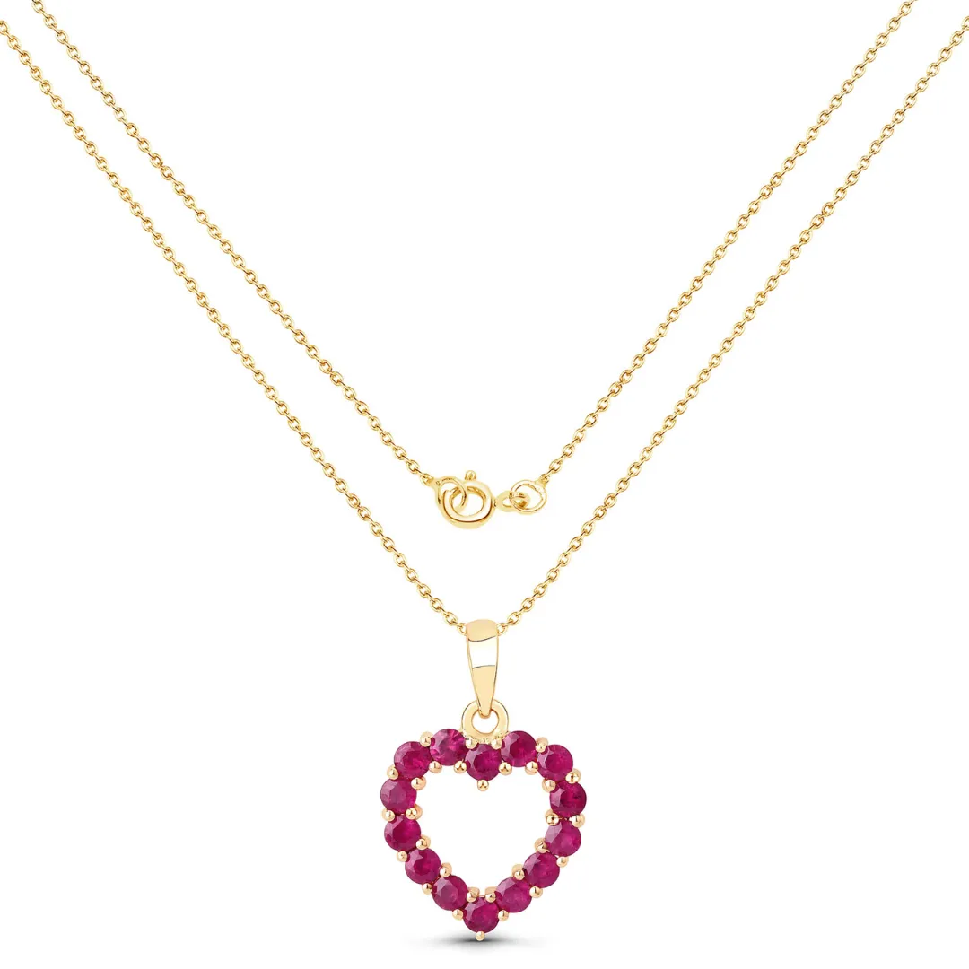 10K Yellow Gold Ruby Heart Necklace