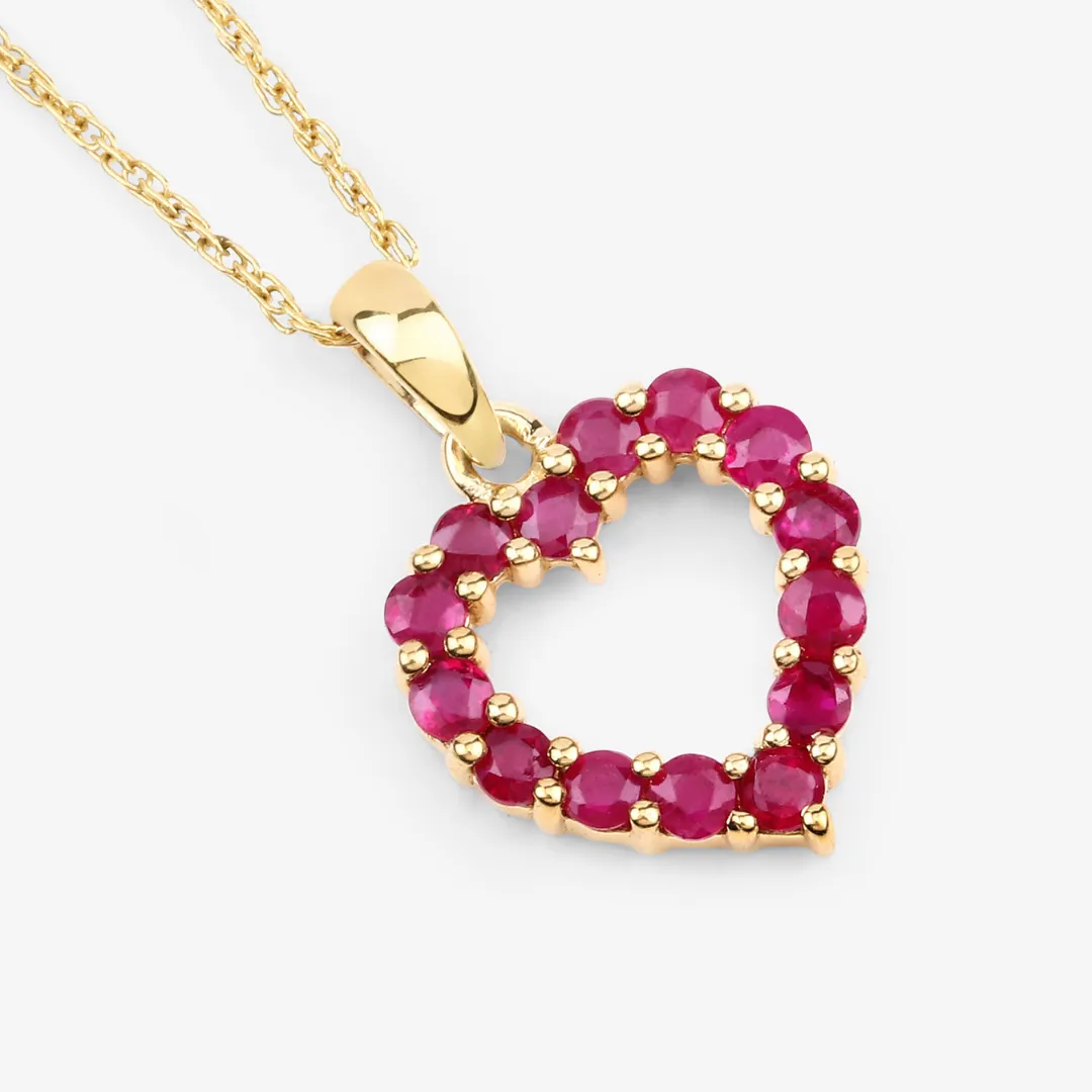 10K Yellow Gold Ruby Heart Necklace