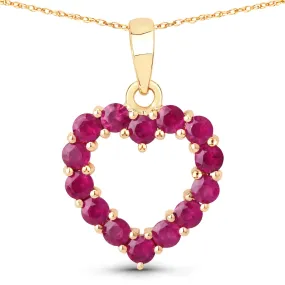 10K Yellow Gold Ruby Heart Necklace