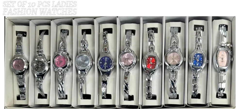 10pcs Set Women's Fashion Steel Band A03 Quartz Multi-Design Watch Bracelet