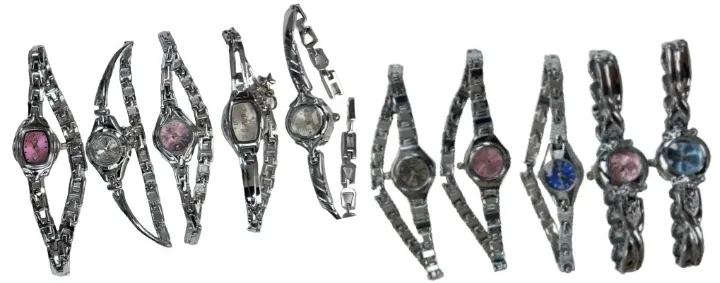 10pcs Set Women's Fashion Steel Band A04 Quartz Multi-Design Watch Bracelet