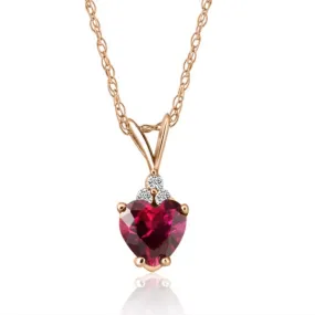 1/2ct Diamond & Ruby Heart Pendant 14K White Yellow or Rose Gold Necklace 1/2"