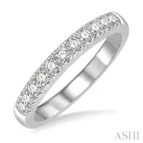 1/3 ctw 11 Stone Round Cut Diamond Wedding Band in 14K White Gold