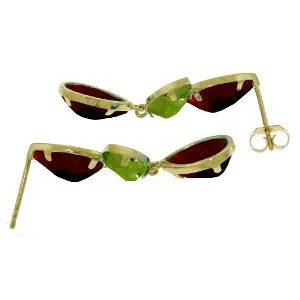 13.6 Carat 14K Solid Yellow Gold Chandelier Earrings Garnet Peridot