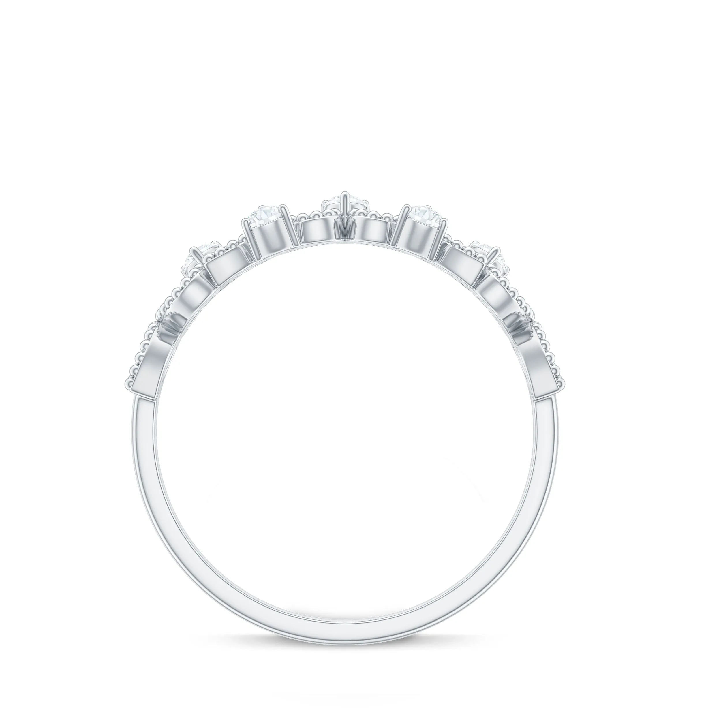 1/4 CT Real Diamond Half Eternity Band Ring with Beaded