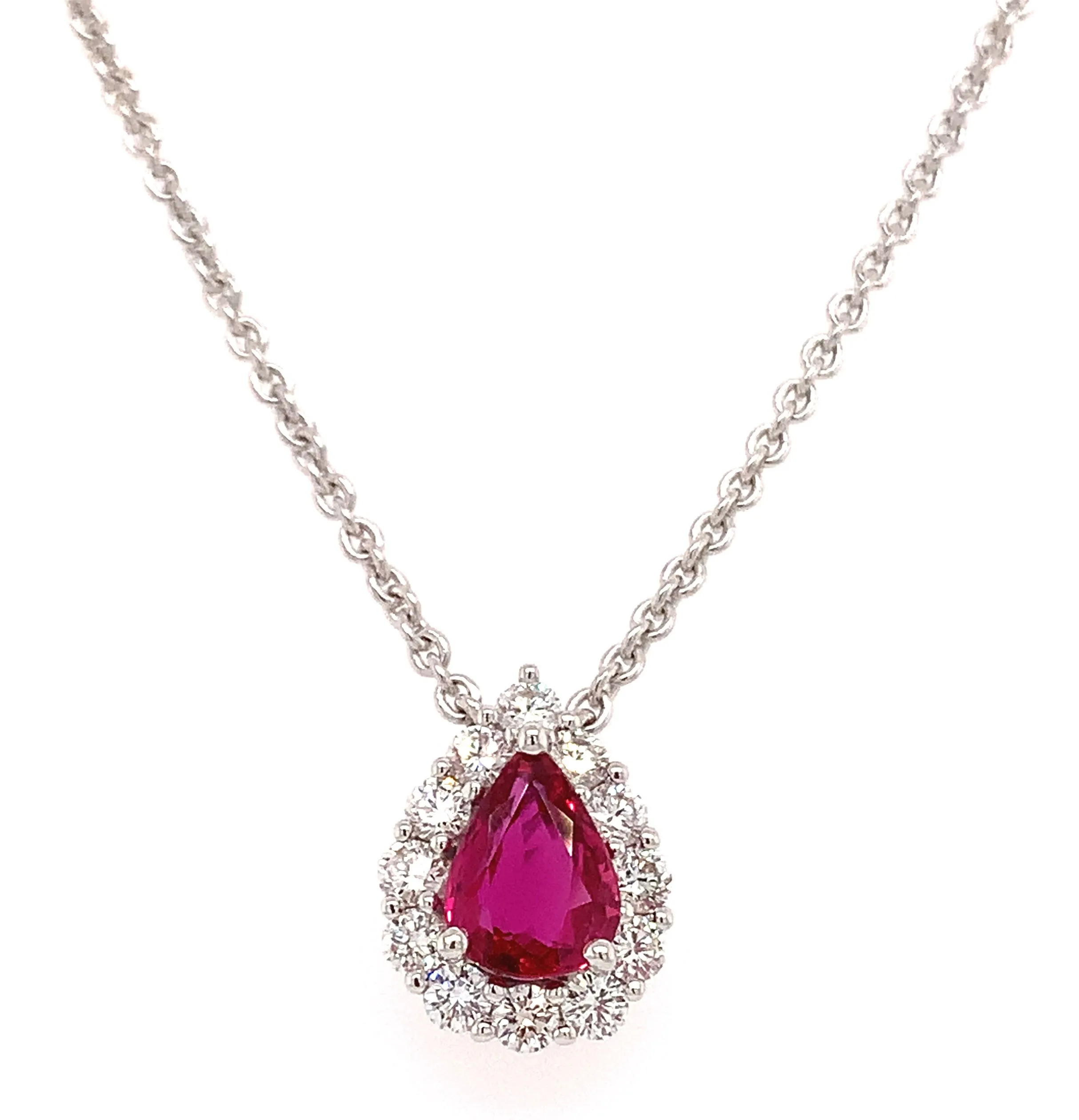 1.40ct tw Ruby and Diamond Pear Shape Necklace