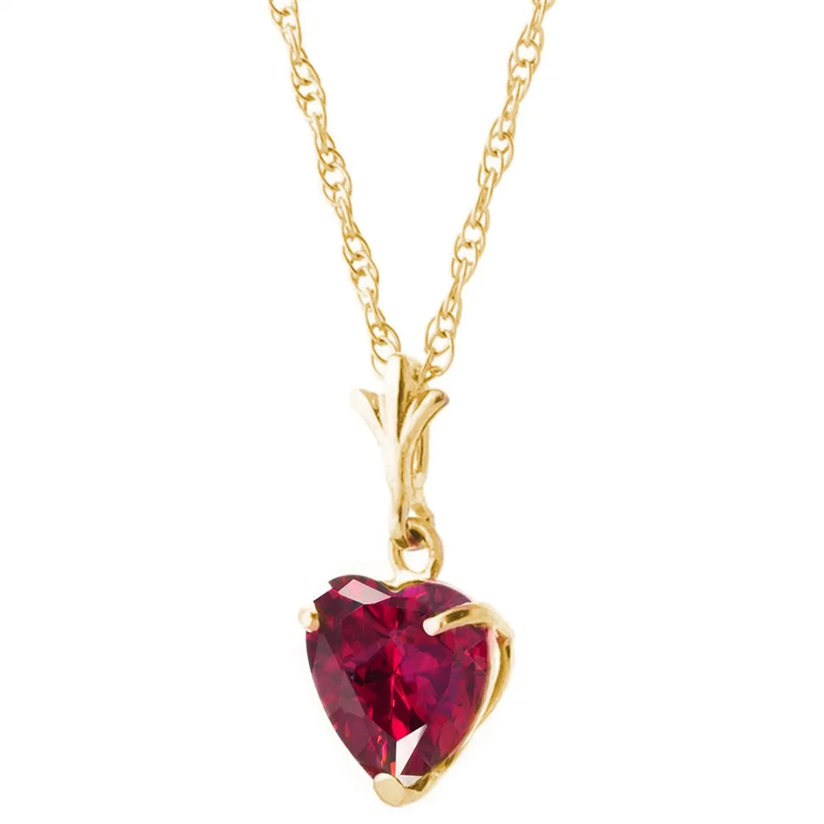 1.45 Carat 14K Solid Yellow Gold Necklace Natural Heart Ruby