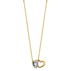 14K CZ DOUBLE HEART NECKLACE