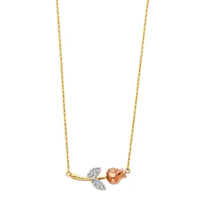 14K CZ FLOWER NECKLACE