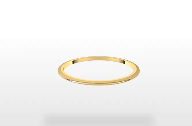 14K Gold 1 mm Half Round Wedding or Stackable Band