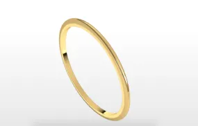 14K Gold 1 mm Half Round Wedding or Stackable Band