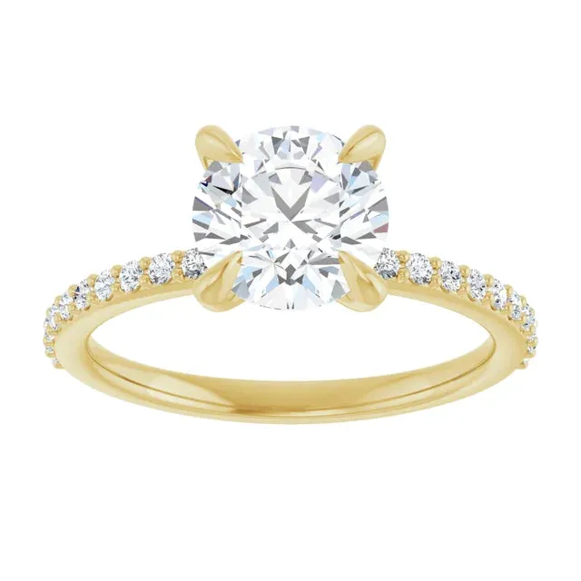 14K Gold  7.4 MM Round Lab-Grown Diamond Claw Set Accent Engagement Ring