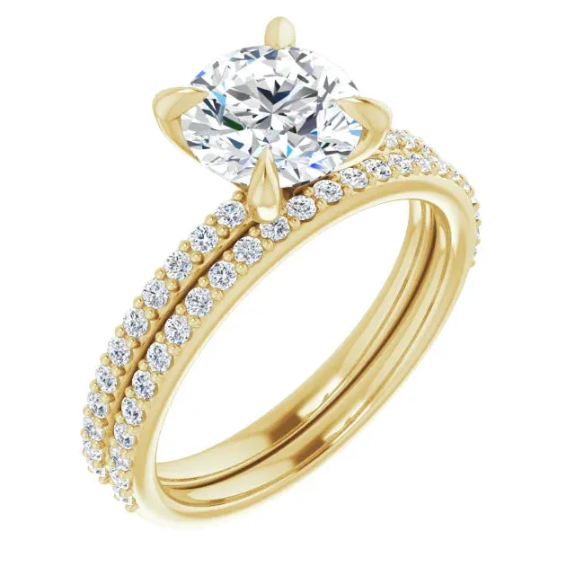 14K Gold  7.4 MM Round Lab-Grown Diamond Claw Set Accent Engagement Ring