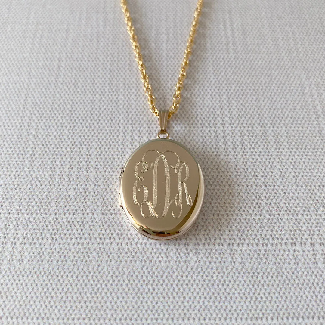 14K Gold Filled 20x25mm Oval Locket Necklace