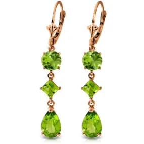 14K Solid Rose Gold Leverback Earrings Peridot Jewelry