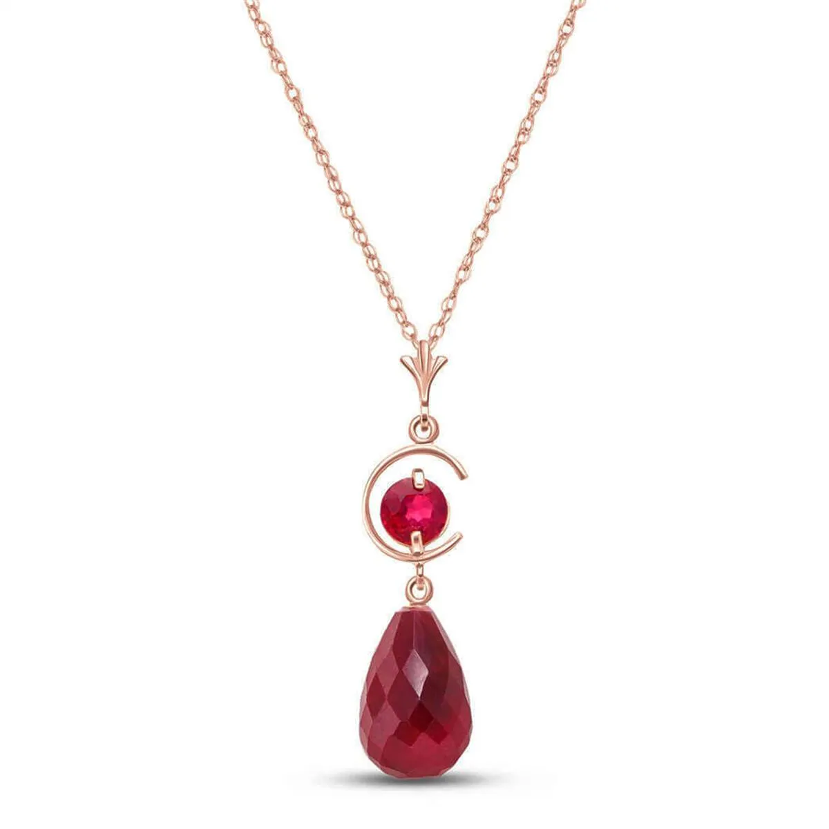 14K Solid Rose Gold Ruby Necklace Gemstone Series Classic