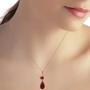 14K Solid Rose Gold Ruby Necklace Gemstone Series Classic