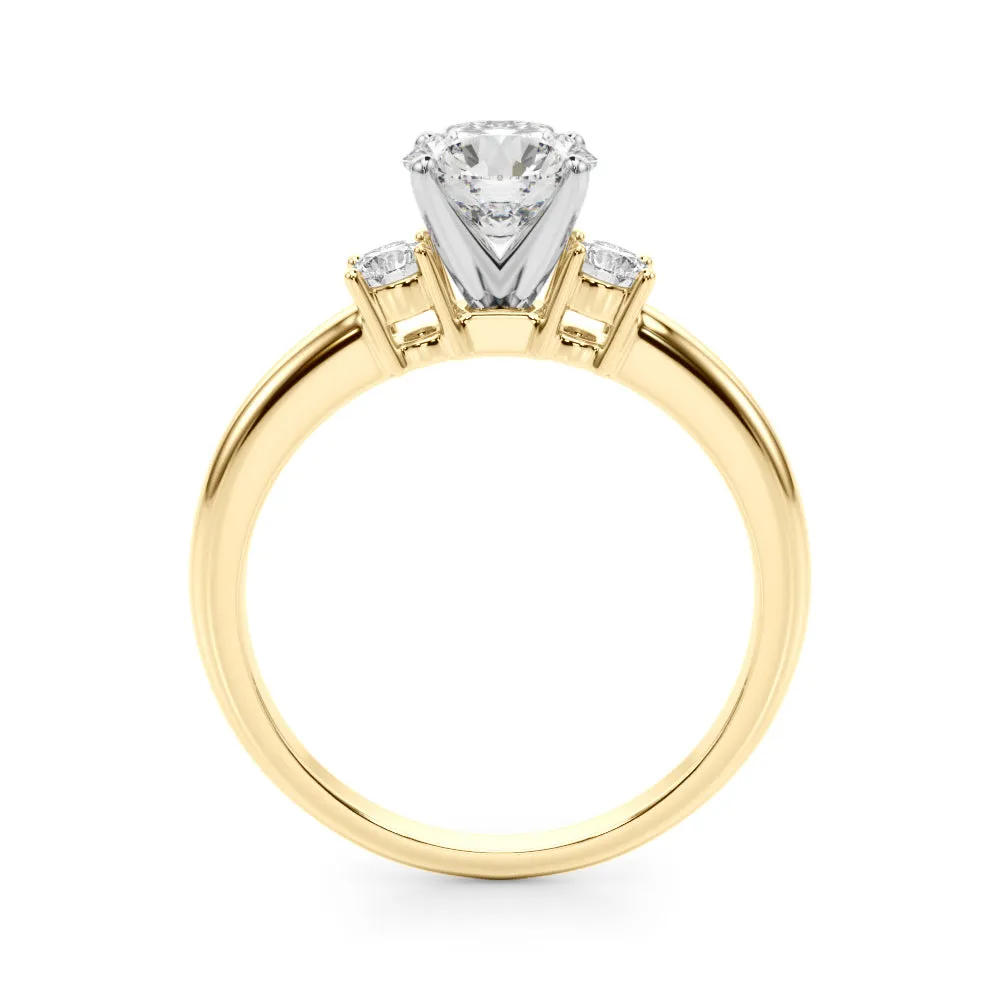 14K Solitaire Diamonds on the Side Engagement Ring