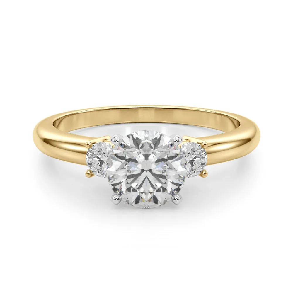 14K Solitaire Diamonds on the Side Engagement Ring