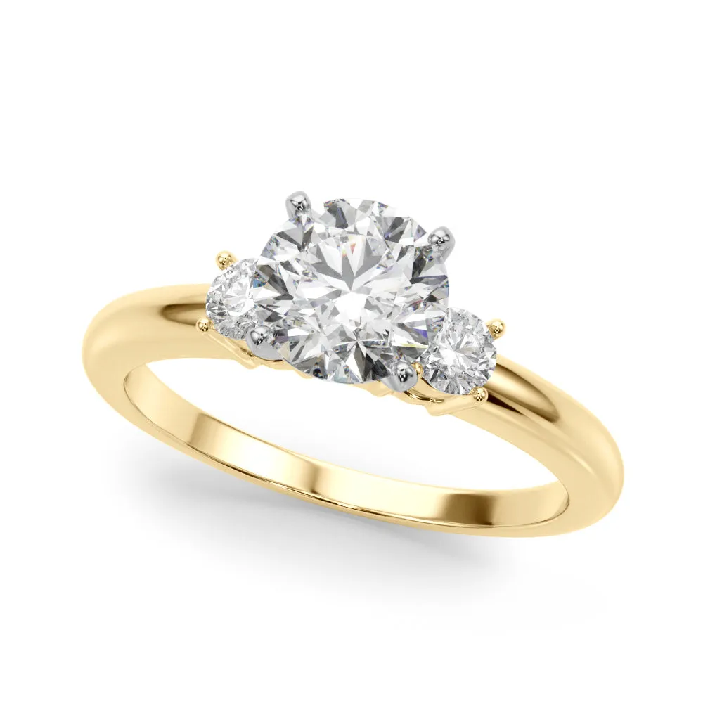 14K Solitaire Diamonds on the Side Engagement Ring