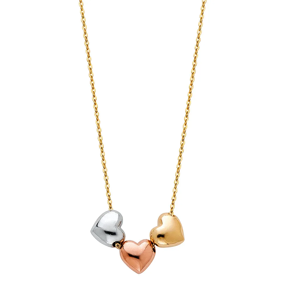 14K THREE HEARTS NECKLACE