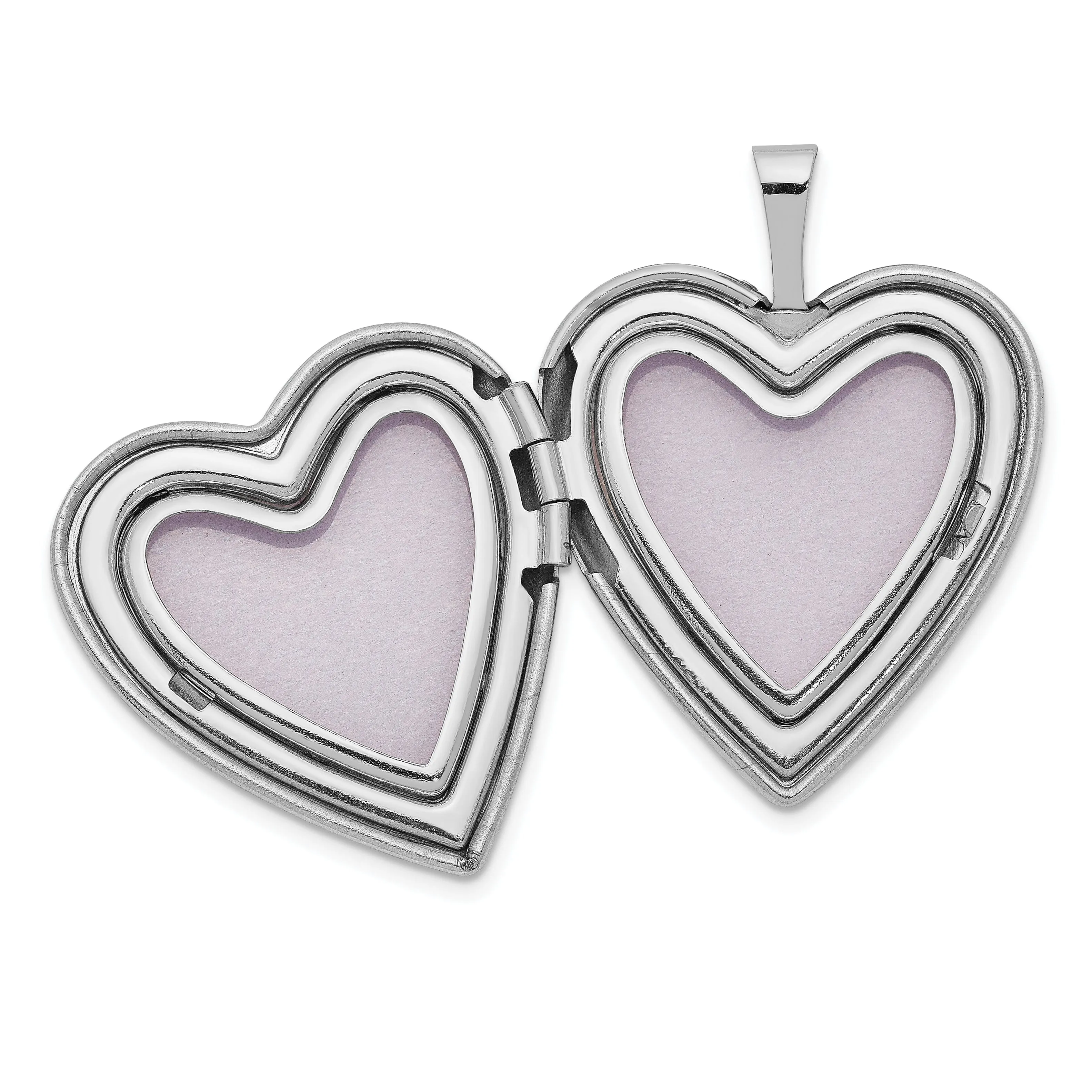 14k White Gold 20MM Diamond Heart Locket