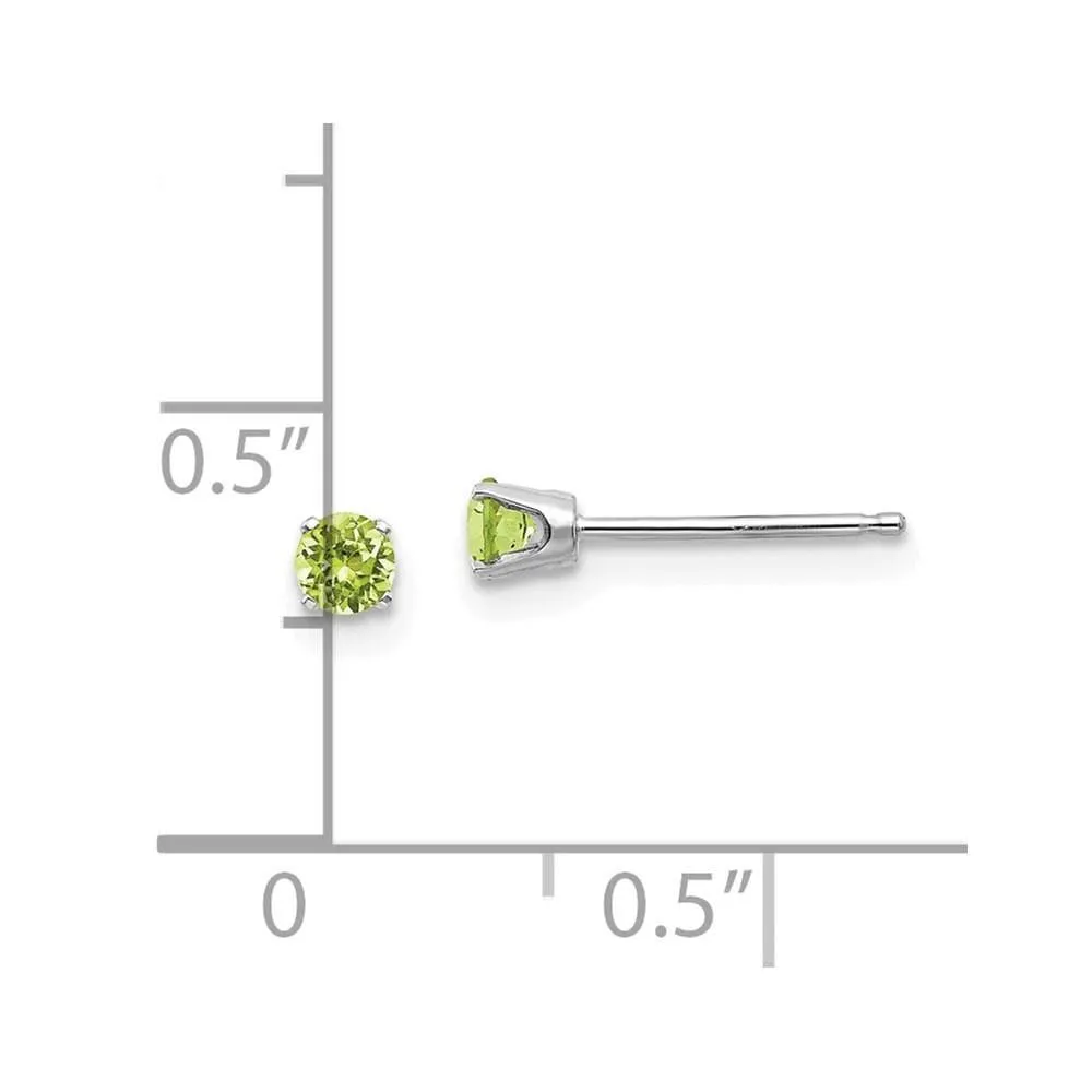 14k White Gold 3mm Peridot Stud Earrings