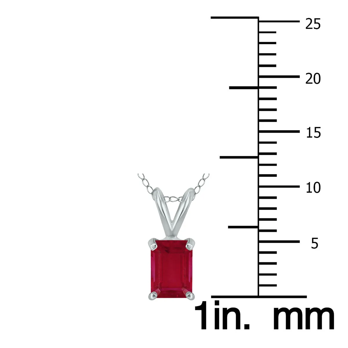 14K White Gold 5X3Mm Emerald Shaped Ruby Pendant