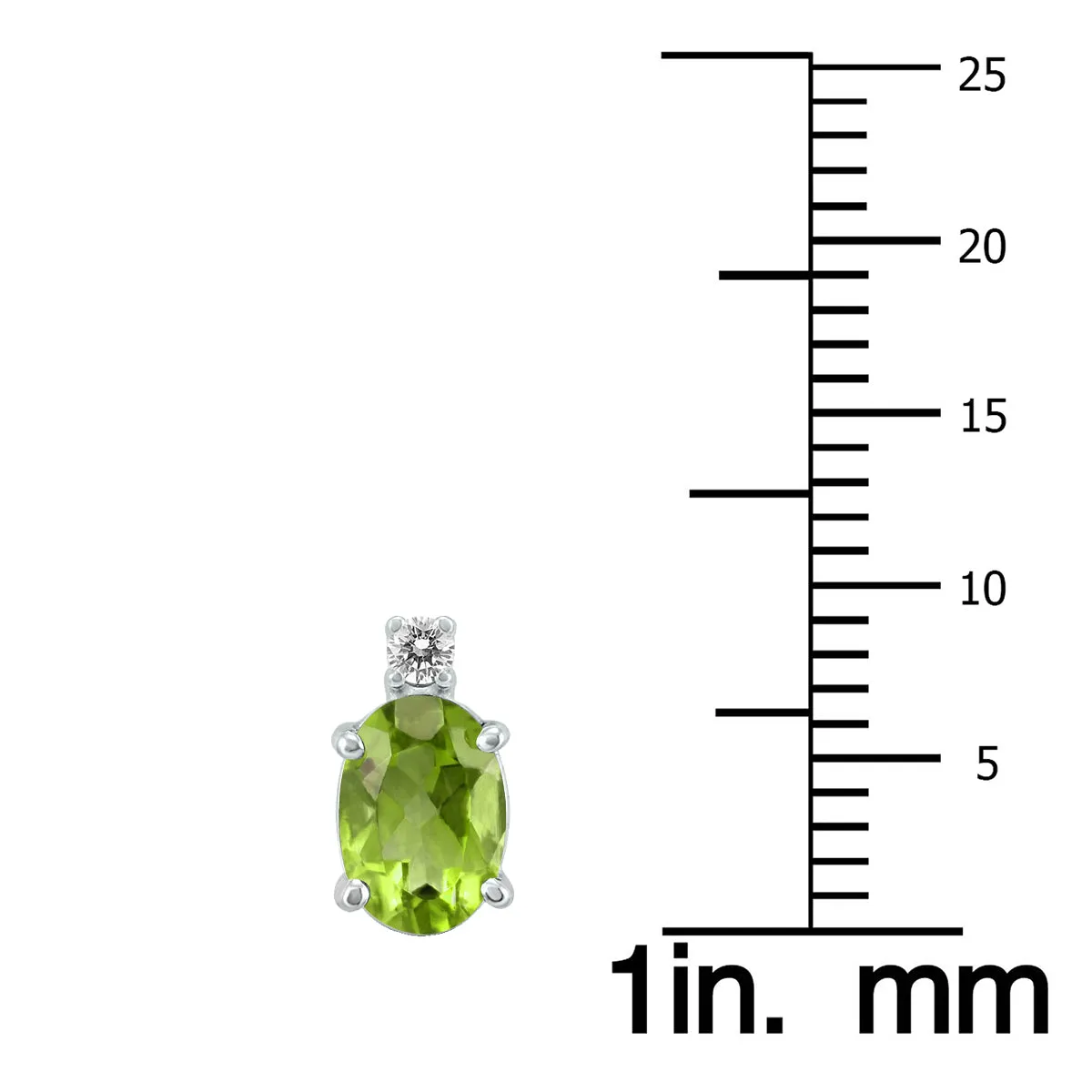 14K White Gold 7X5Mm Oval Peridot And Diamond Earrings