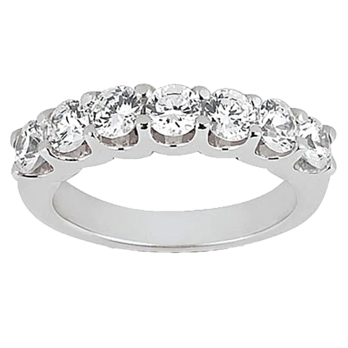 14k White Gold Diamond Scalloped U Prong Setting Wedding Ring Band