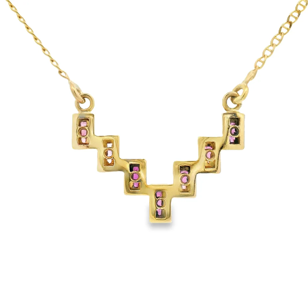 14K Yellow Gold 0.63ctw Tapered Baguette Ruby Necklace