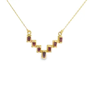 14K Yellow Gold 0.63ctw Tapered Baguette Ruby Necklace