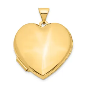 14k Yellow Gold 21MM Heart Domed Plain Locket