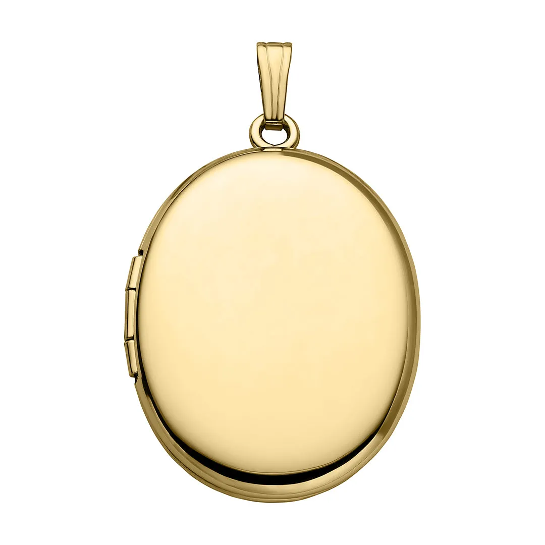 14K Yellow Gold 23x30mm Oval Locket Necklace