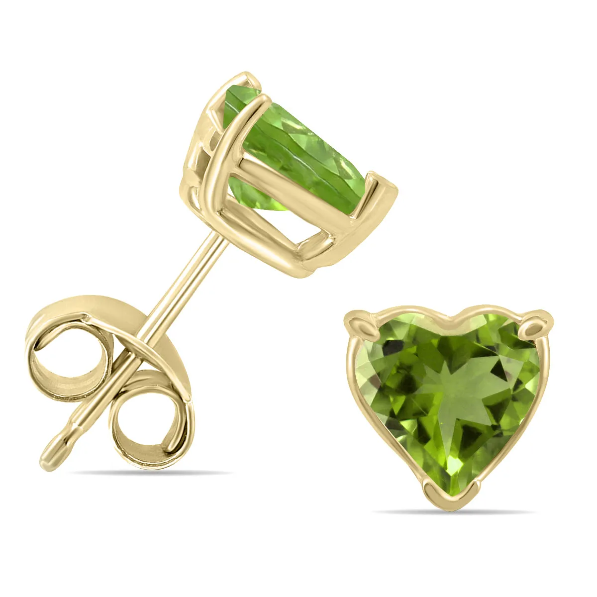 14K Yellow Gold 5Mm Heart Peridot Earrings