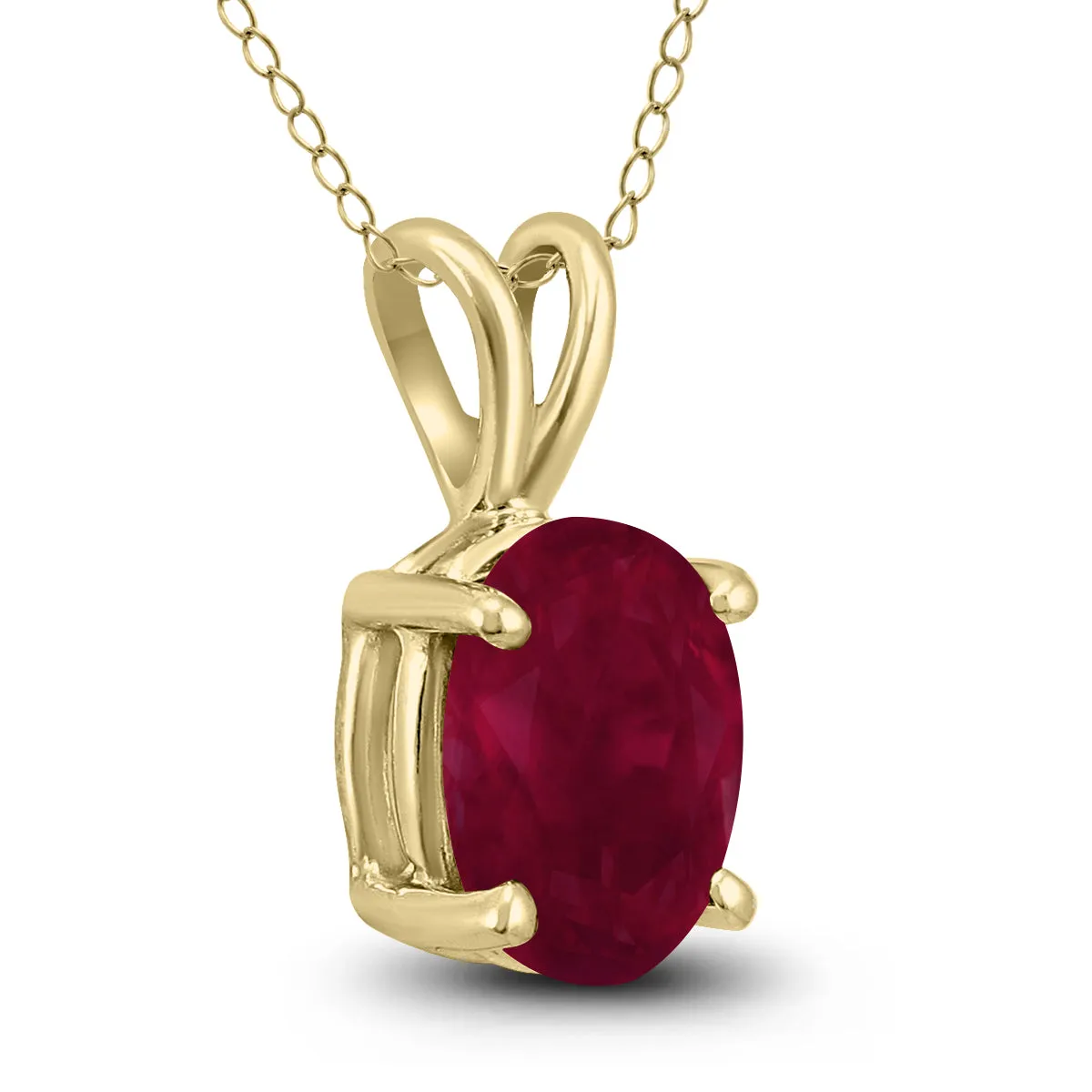 14K Yellow Gold 5X3Mm Oval Ruby Pendant