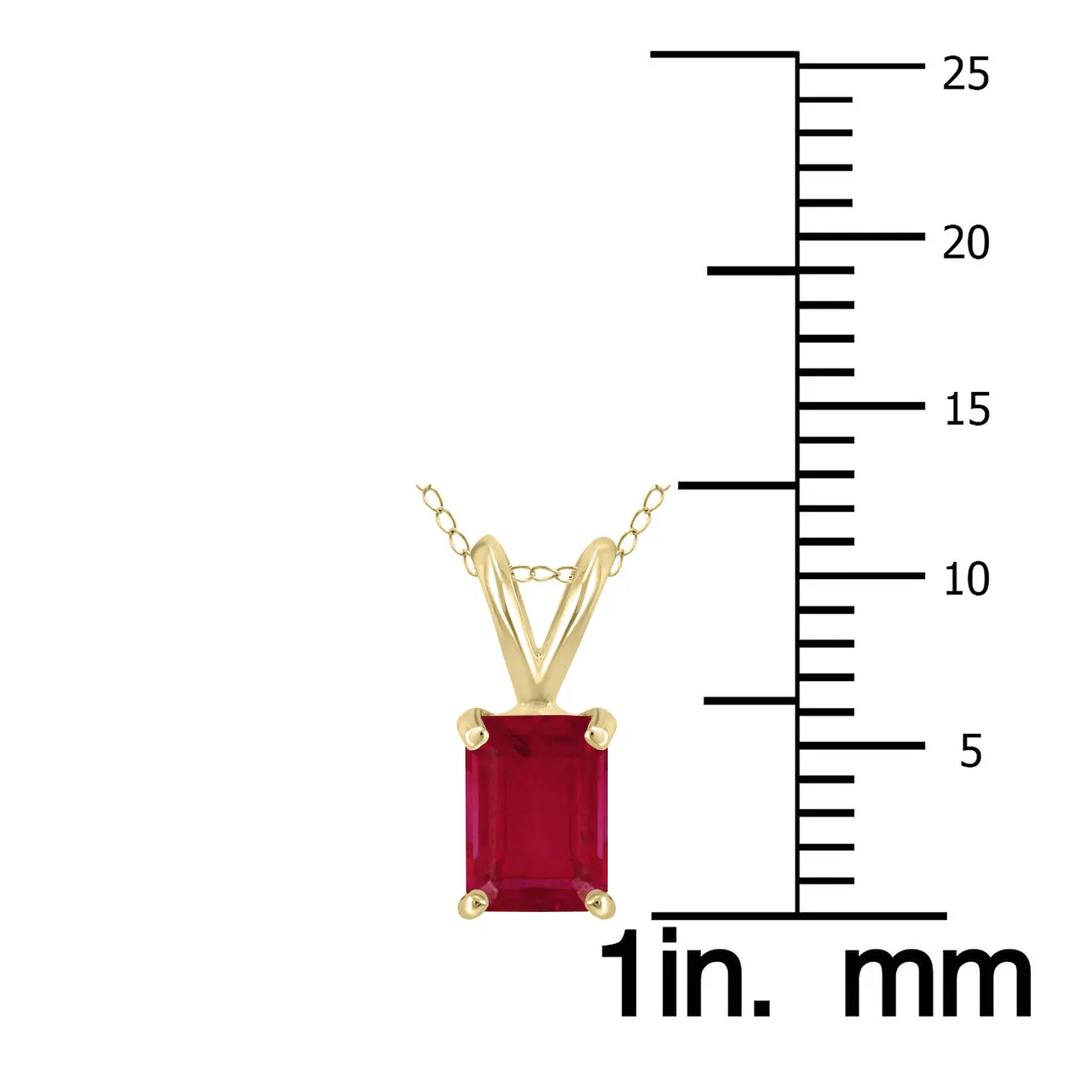 14K Yellow Gold 6X4Mm Emerald Shaped Ruby Pendant