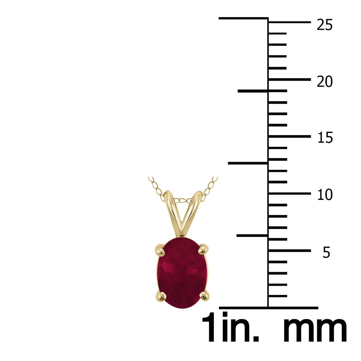 14K Yellow Gold 6X4Mm Oval Ruby Pendant