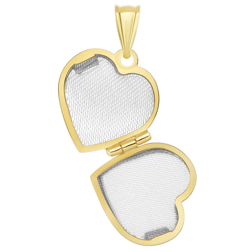 14k Yellow Gold Plain and Simple Heart Love Locket Pendant (15mm x 15mm)